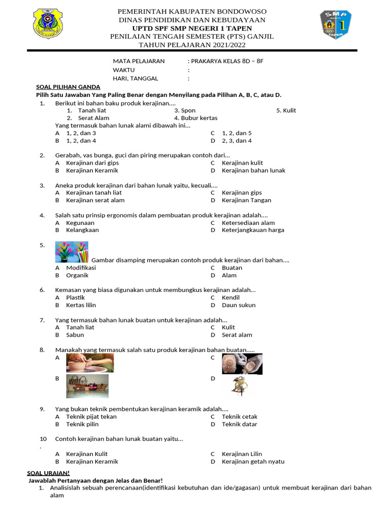 Soal Pts Prakarya 8 PDF