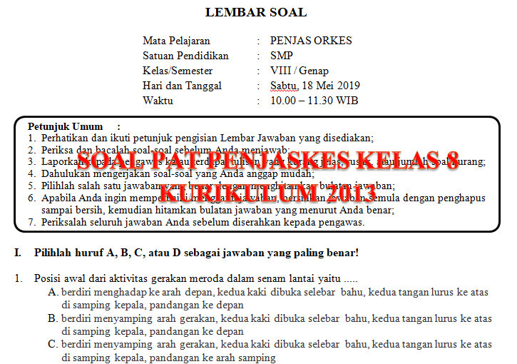 Soal Soal Penjas Kelas 9 Essay Beserta Kunci Jawaban - Rumah Soal