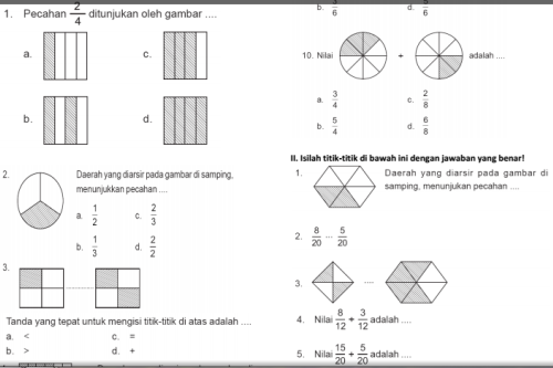 Soal-soal Pecahan Matematika Kelas 3 Semester 2 - Belajar Classic