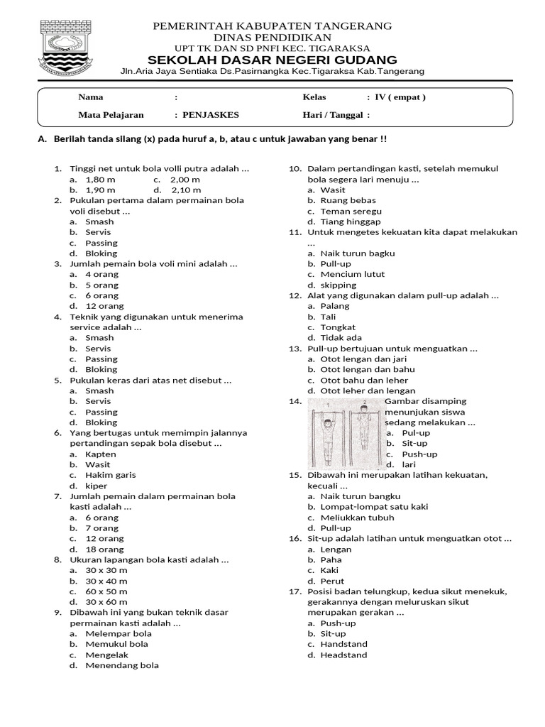 Soal Kelas 4 Semester 2 Pjok PDF