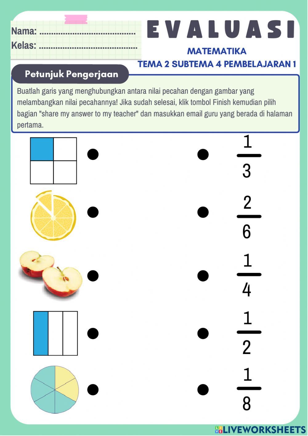 LKPD Kelas 3 Tema 2 Subtema 4 Pembelajaran 1 worksheet Beşinci sınıf