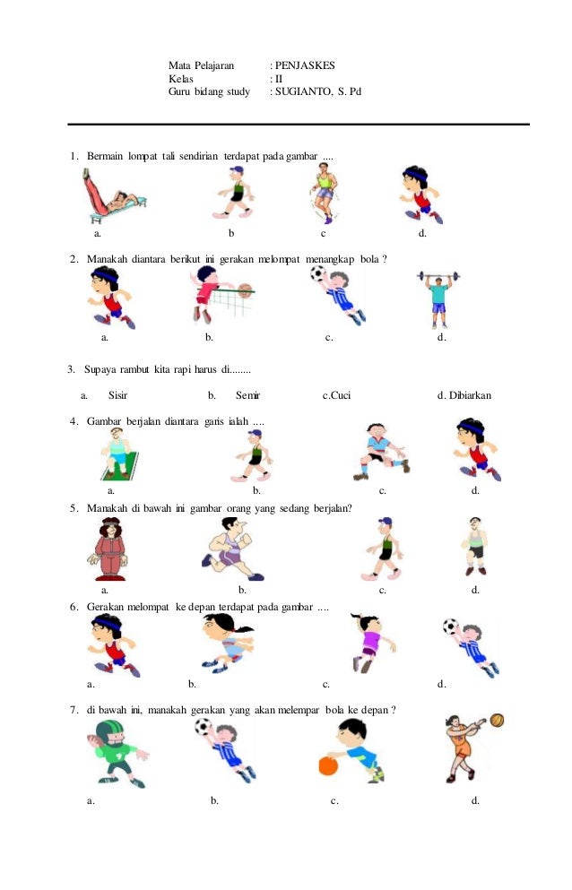 Contoh soal penjaskes kelas 1 sd semester 2 - STAIMMKML ac id Contoh soal penjaskes kelas 1 sd semester 2 - STAIMMKML ac id
