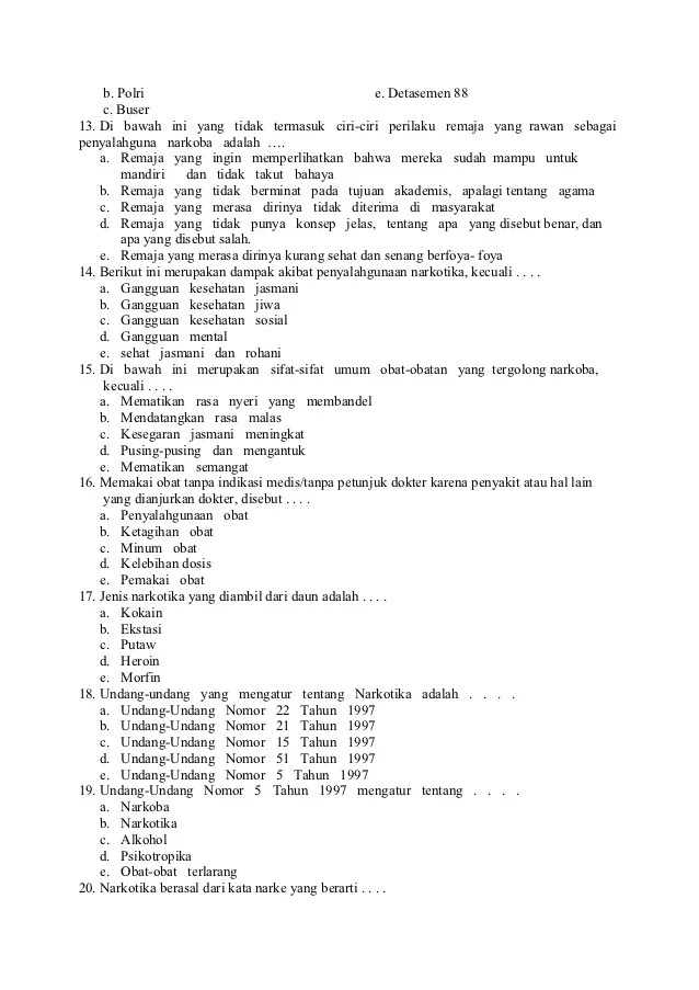 10 Soal Tentang Narkoba Untuk Kelas 10 Tema 4 Subtema 2 Pembelajaran 10 Soal Tentang Narkoba Untuk Kelas 10 Tema 4 Subtema 2 Pembelajaran