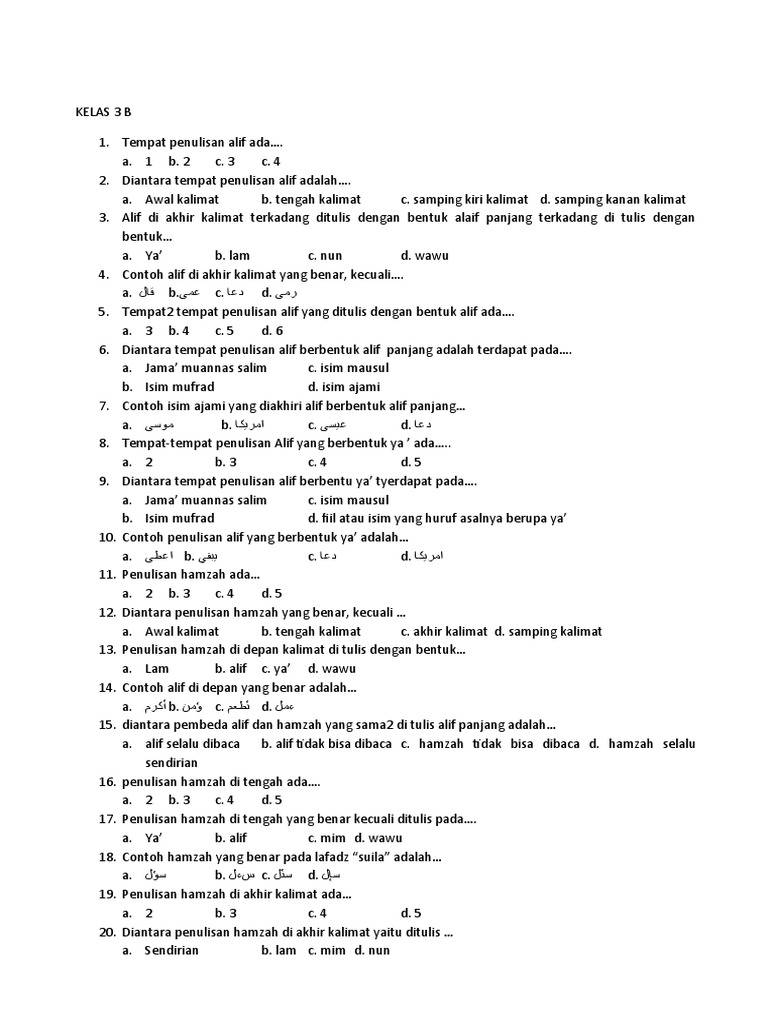 Soal Imla KELAS 3 B PDF
