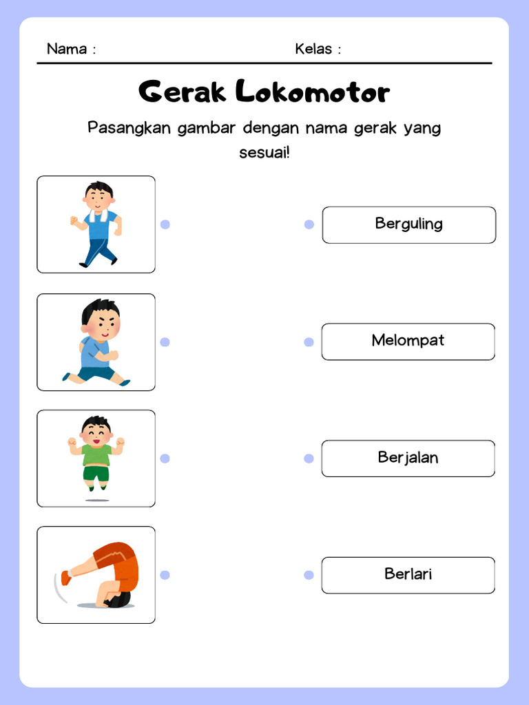 Gerak Dasar Lokomotor Lembar Kerja PJOK Biru Sederhana Ilustratif PDF