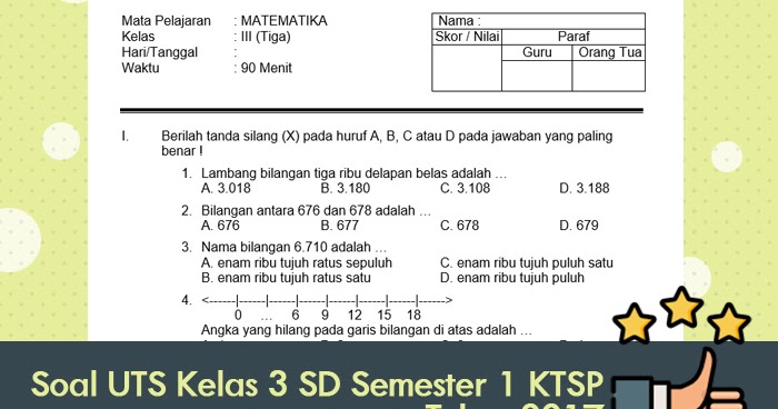 Soal UTS Kelas 3 SD Semester 1 KTSP Tahun 2017 - Biologizone Soal UTS Kelas 3 SD Semester 1 KTSP Tahun 2017 - Biologizone