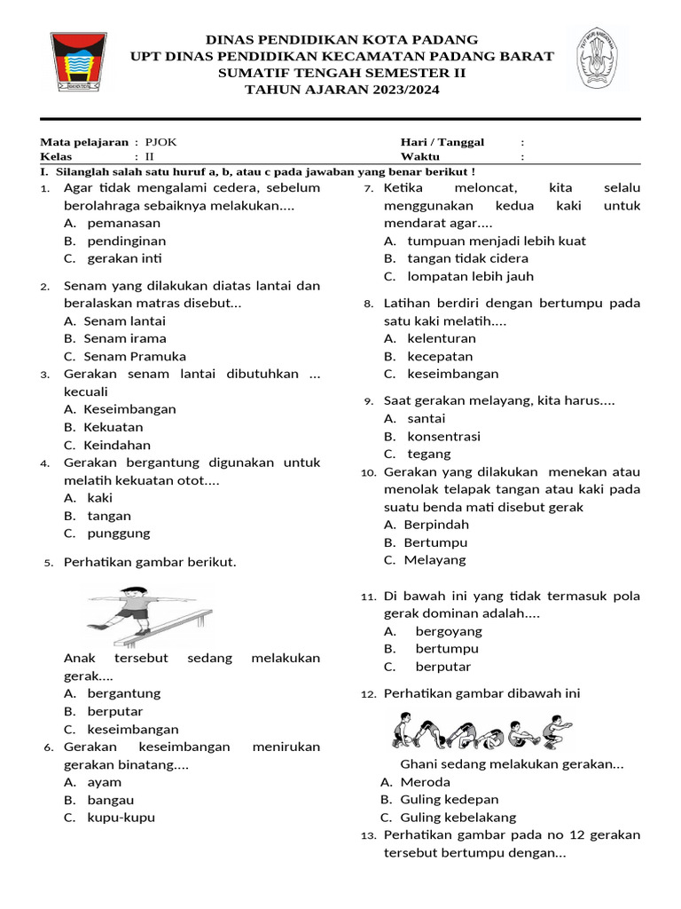 Soal PJOK Kelas II Semester II 2023 PDF