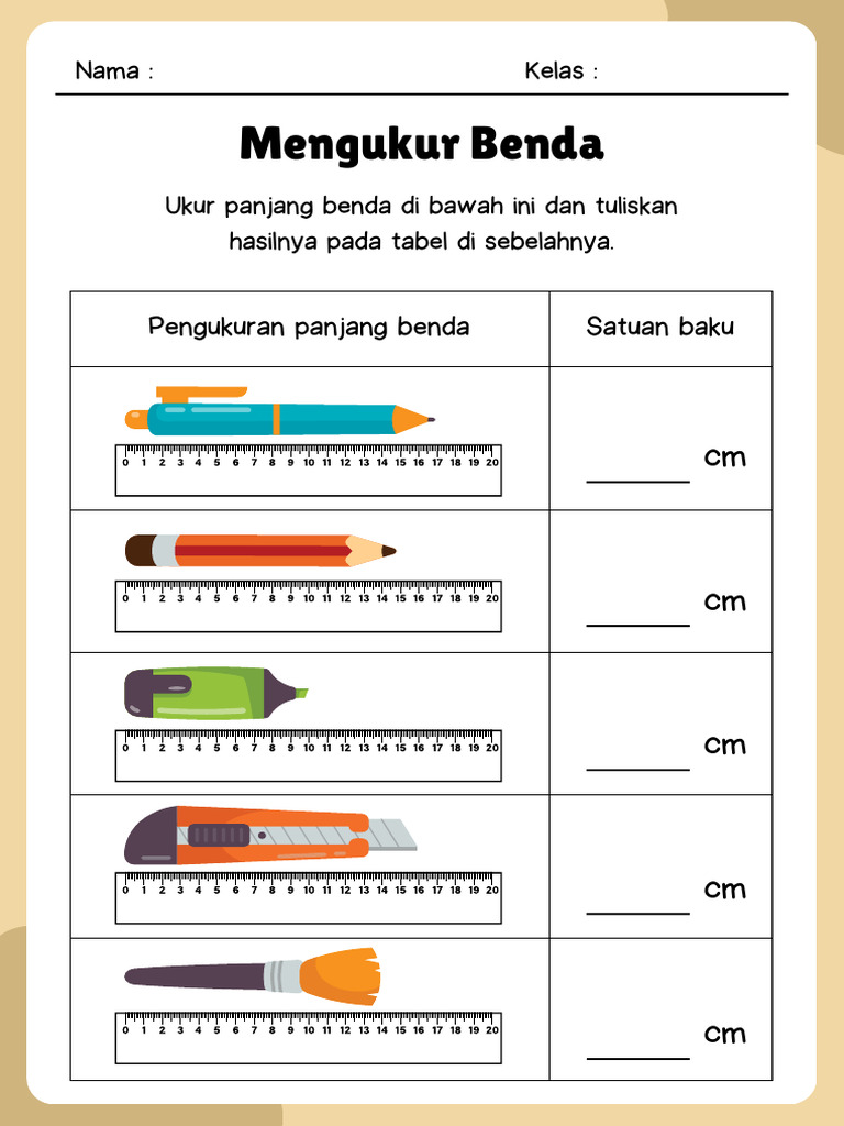 Pengukuran Panjang Benda dalam cm PDF Pengukuran Panjang Benda dalam cm PDF