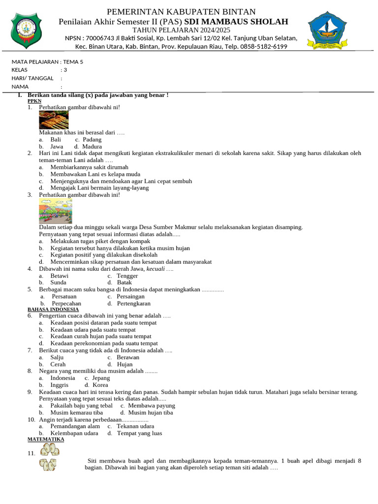 Download Gratis Soal Tema 5 Semester 2 Kelas 3 K13 PDF Terbaru Agar Nilai Melonjak Download Gratis Soal Tema 5 Semester 2 Kelas 3 K13 PDF Terbaru Agar Nilai Melonjak