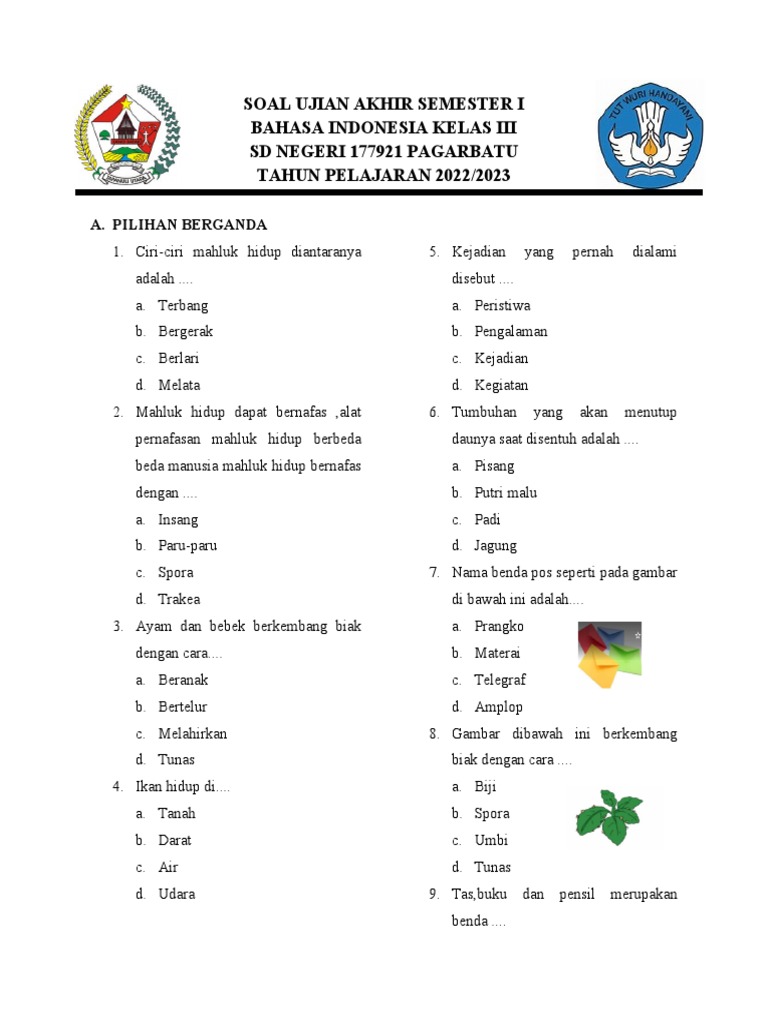 Kumpulan Soal UAS Semester 2 Bahasa Indonesia Kelas 3 SD Terbaru Agar Nilai Langsung Melejit Kumpulan Soal UAS Semester 2 Bahasa Indonesia Kelas 3 SD Terbaru Agar Nilai Langsung Melejit