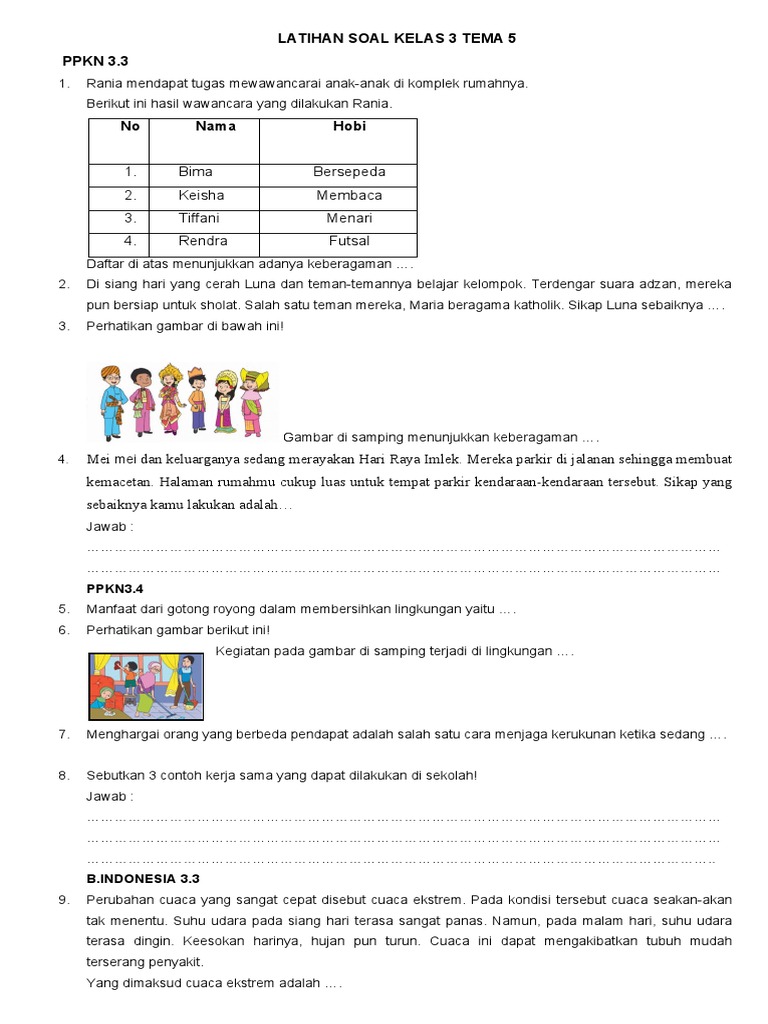 Kumpulan soal tema 5 sub 4 kelas 3 terbaru yang terbukti ampuh raih nilai sempurna Kumpulan soal tema 5 sub 4 kelas 3 terbaru yang terbukti ampuh raih nilai sempurna