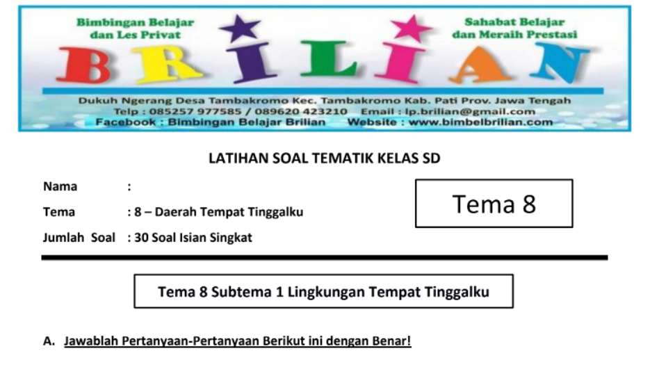Rahasia Skor Sempurna Soal Tematik Kelas 4 Tema 8 Subtema 4 Bimbel Brilian Terbukti Ampuh Rahasia Skor Sempurna Soal Tematik Kelas 4 Tema 8 Subtema 4 Bimbel Brilian Terbukti Ampuh